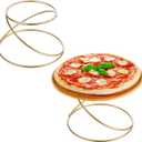 MyGift 7 Inch Modern Gold Wire Metal Pizza Stand Tray Pedestal Rest - Tabletop Circular Serving Platter Riser Stands, Set of 2