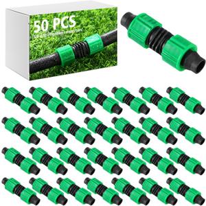 50 Pcs Drip Irrigation Connector Green Drip Tape Coupling 5/8 Inch Universal Joint Drip Line Connectors Drip Irrigation Tools Fittings Compatible with Most 16-17 mm Drip Tube or Sprinkler System