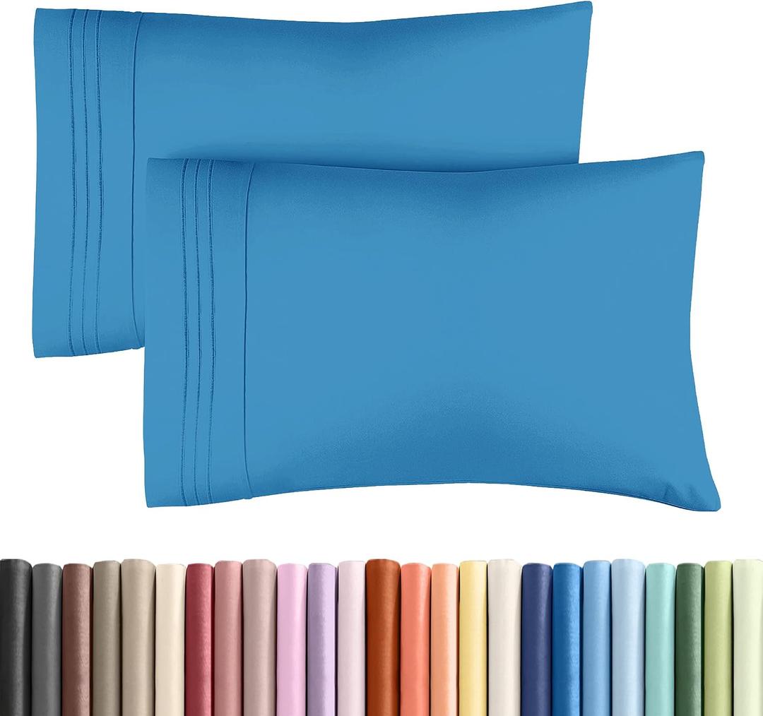 Queen Pillow Cases Set of 2 - Ultra Soft Hotel Quality Pillowcase Covers - Comfy, Cozy & Wrinkle Free - Shrink, Stain & Fade Resistant - Machine Washable Pillow Protectors - 2 Piece Set - Denim Blue