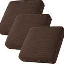 CHUN YI 3Piece Stretch Couch Cushion Covers, Sofa Seat Slipcovers for Pets, Suitable for Armchair Loveseat Sofa with Spandex Jacquard Washable Fabric(3Piece,Chocolate)