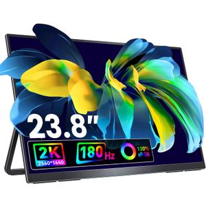 VisionOwl Portable Monitor for Laptop, IPS USB-C HDMI Travel Second Monitor for MacBook Pro Air, PC, PS5, Xbox, Portable Second Screen, Built-in Kickstand, Speakers, VESA Mountable, 23.8 Inch