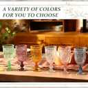 Wiwiqing 36 Pack Plastic Goblets 10oz Upgrade Vintage Water Goblet Plastic Wine Glasses Colored Retro Embossed Glassware for Party Wine Bar Juice Baby Shower Wedding Reception Grand (Pink), 2.8 inch/8 cm