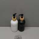 Luxury Glass Hand and Dish Soap Dispenser Set by Brighter Barns - Kitchen Soap Dispenser Set with Tray - Bamboo Pump Bottle for Kitchen Sink - Boho Home Decor, Modern Decor in Restaurant (Black/White)