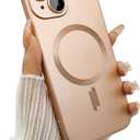 Magnetic case for iPhone 13 Phone Case for Women/Men, Matte Luxury Soft Metallic Luster Design with Camera Lens Protector, Compatible with Magsafe Case for iPhone 13 6.1"-Champagne Gold