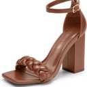 DREAM PAIRS Women's Heels for Women Braided Open Toe Ankle Strap High Block Chunky Heel Sandals Party Wedding Dress Pumps Shoes (9)