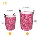 Pink Leopard Texture Round Laundry Hamper Storage Basket Toys Clothes Organizer Bin For Home Bathroom Bedroom Dorm Nursery, 38l