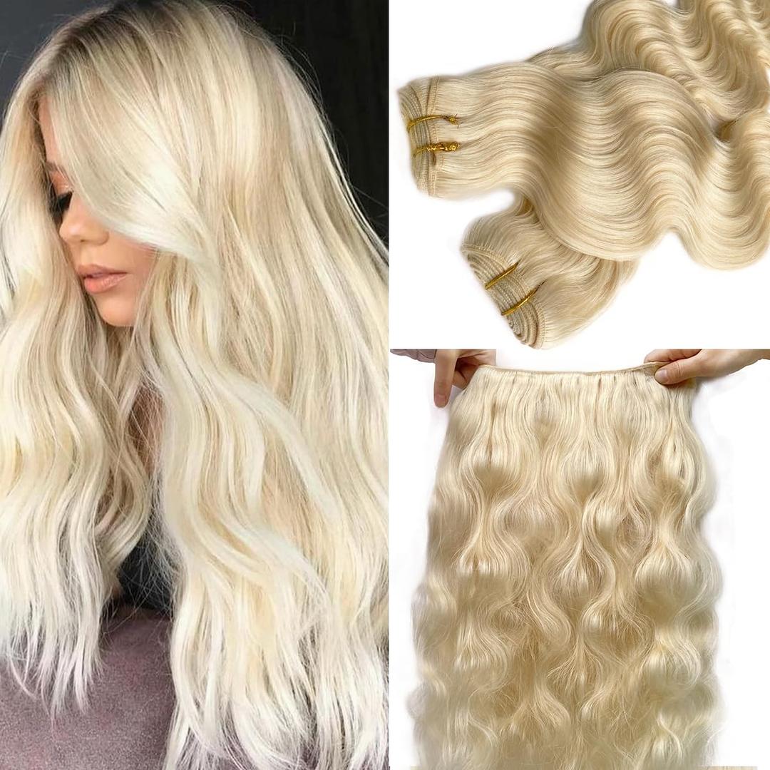 Smartinnov Hand Tied Human Hair Weft Sew In Extensions 22Inch 120Grams #1B Natural Black Straight Remy Human Hair Hand Tied Weft Hair Extensions Double Weft Sew In Hair Bundles (22 Inch)