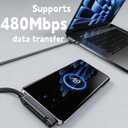 240W Invisible Stand Fast Charging Cable, 240W USB C to USB C Flat Cable 90 Degree Angled, Sideways Phone Type C Charger Cord (4.9FT) Compatible with iPhone 17 Series