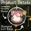 Christmas Hanging Ornaments Merry Xmas Pink Santa Claus Snowflake Winter Holiday Decorative Traditional Farmhouse Decorations for Seasonal Winter Xmas Holiday Home Kitchen Dining Party-34