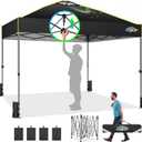 COBIZI Canopy 10x10 Pop Up Canopy Tent 1-Button Push Easy up Outdoor Canopy Instant Portable Commercial Shelter Waterproof UPF50+ Gazebo with Reflective Strip, Air Vent & 4 Sandbags,Black