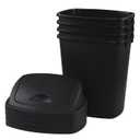 7 Gallon Garbage Can Swing Top, 4 Packs Plastic Trash Can Swing Lid, Swing Garbage Can for Home and Office, Black