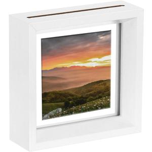 MECCANIXITY Floating Frame, 4 x 4 Inch Natural Wood Pictures Frames for Pressed Flowers Standing Wall Hanging Picture Collection, White