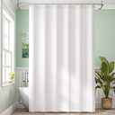 Amazer Extra Long Shower Curtain Liner Washable, 72 x 96 Inches, Fabric White Shower Liner with 2 Bottom Stones, Waterproof 2-in-1 Shower Curtain and Liner, 12 Grommet Holes, Hotel Quality, White