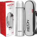 Milton Thermosteel Flip Lid 1000, Double Walled Vacuum Insulated Thermos 1000 ml | 34 oz | 1 Ltr | 24 Hours Hot and Cold Water Bottle with Cover, Stainless Steel, BPA Free,Leak Proof | Silver