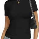  YOGINGO Basic Womens Crew Neck Short Sleeve T Shirt Slim Fit Tees Summer Y2k Going Out Fitted Top 2026 Cute Tight Shirts, Size M
