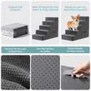 Kohentact Dog Stairs, Steps and Ramp for High Bed & Sofa, 13-24" H Detachable Pet Stairs for Small Medium Dogs, Sturdy 40D Foam, Non-Slip, Washable Cover with Lint Roller, Grey