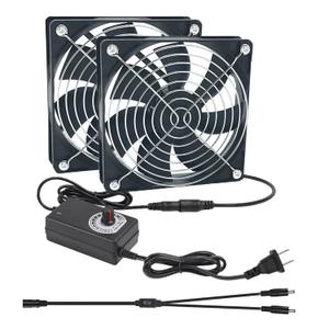 2 x 120mm Computer Fan with AC Plug 110V 220V AC Powered Fan with DC 3V to 12V Speed Controller for Receiver Amplifier Computer Case Cooler Component Cooling, 120 x 25mm