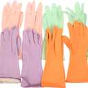 4pairs Reusable Latex Gloves for Kitchen Cleaning for Dishwashing and Household Tasks