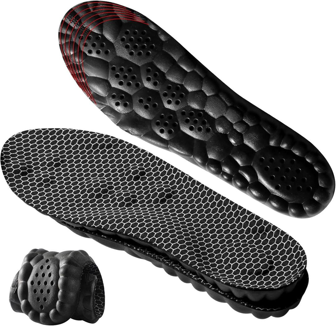 4D Cloud-Soft Comfort Soles for Women - Memory Foam Steppers Insoles with Fresh-Tech Fabric - Arch Support Trim to Fit Insoles for Enhanced Foot Comfort and Fatigue Relief (US W 6.5-9) (Black)