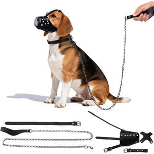 Dog Muzzle, Adjustable Basket Muzzles for Medium Dogs Soft Breathable Muzzles Prevents Chewing and Biting, Detachable Dog Muzzle Basket for Drinking with Collar and Leash (M)
