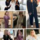 Button Up Pajamas for Women Long Sleeve Sleepwear Soft Loungewear Ladies Pjs Set XS-XXL (Black, M)