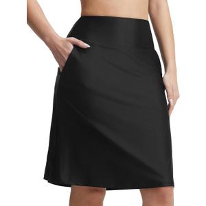 Baleaf 23" Women's Swim Skort High Waisted Knee Length Long Swim Skirt Bathing Suit Swimsuit Bottoms Beach, XL