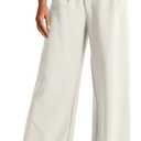 Womens Wide Leg Pants High Waisted Business Casual Summer Dress Pants Palazzo Long Work Trousers with Pockets (White, M)