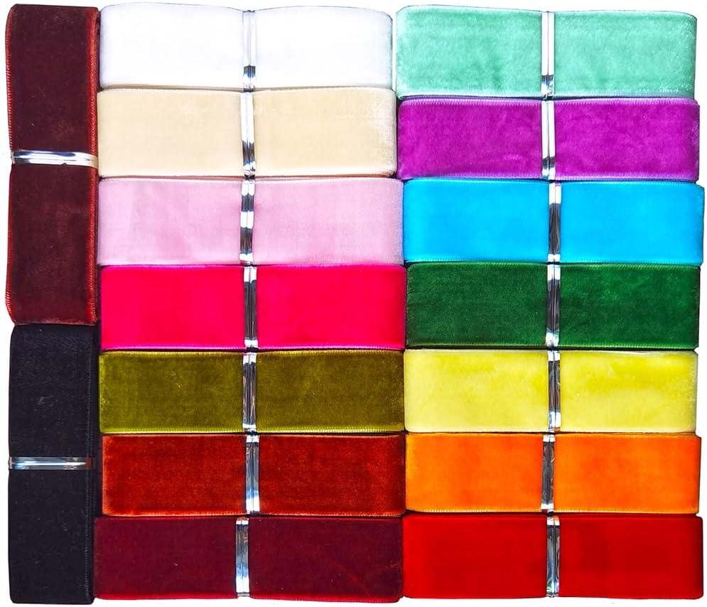 Wedding Christmas Valentin's Day Gift Box DIY Craft Decor Velvet Ribbon (Mixed Colors, 1''x16Yards)