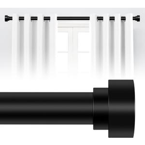 HEI!DEAR Black Adjustable Curtain Rods for Windows:48-84 Inch,1 Inch Heavy Duty Curtain Rod for Bedroom Living Room,Matte Black Iron Easy Install Modern Decorative Window Treatment Single Rods,36-88"