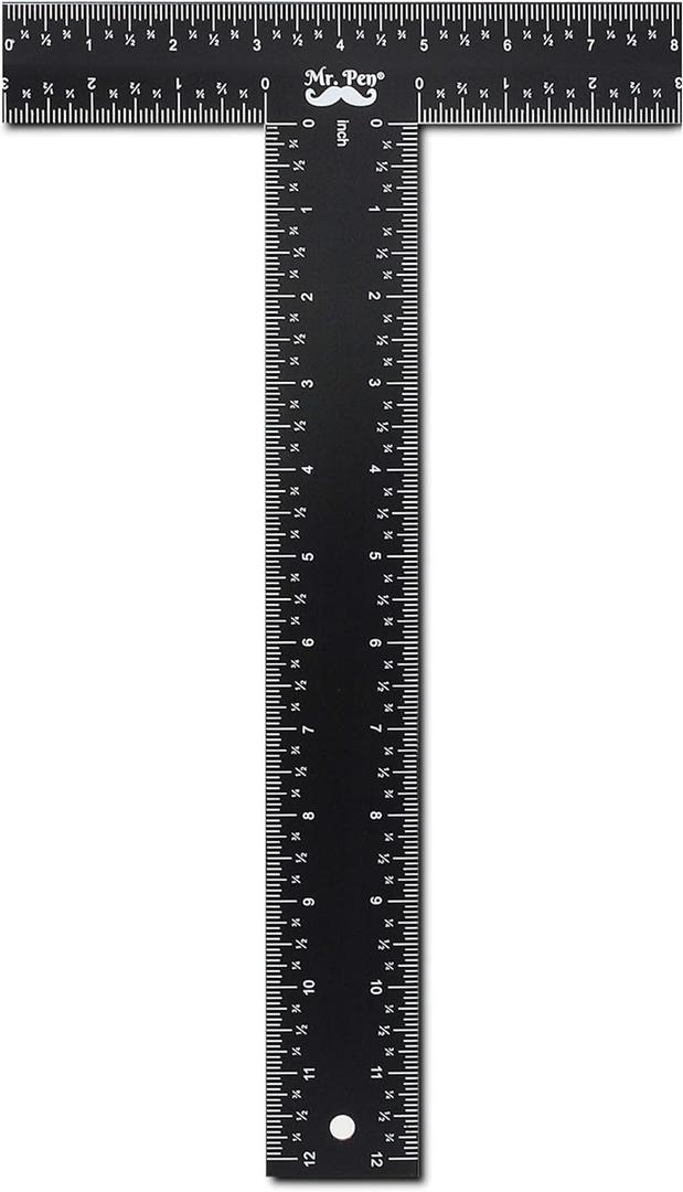 Mr. Pen - T Square, T Ruler, 12 inch Metal Ruler, T Square Ruler, Drafting Tools, Architect Ruler, Set Square, Drafting Ruler, Tsquare, Truler, Architectural Triangle, Tee Ruler, L Square, Scale Ruler