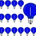 G40 Blue LED Replacement Bulb 1W Light Bulbs Shatterproof Waterproof LED Outdoor String Lights Decorative Night Light E12/C7 Candelabra Base for Wedding Patio Garden Yard,15 Pack(Blue)