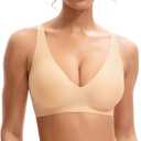 INNERSY Womens Seamless Wireless Bra Soft No Underwire Push Up Bralette Full Coverage Everyday Bra (Medium, Nude)
