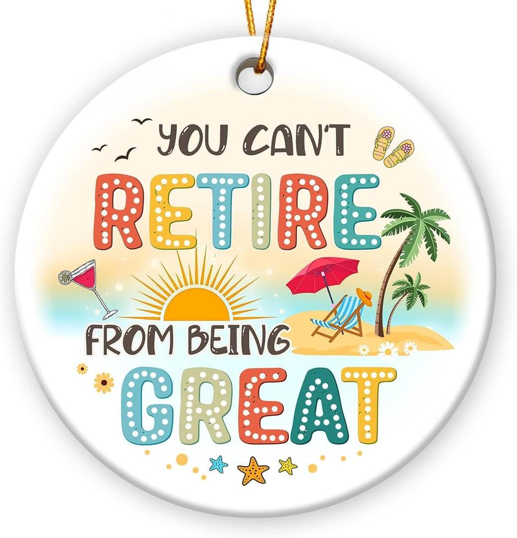 2 x Retirement Ornament 2025 - Retirement Gifts for Coworker, Employee, Boss, Teacher, Nurse, Funny Farewell Retired Gifts, First Retired Ornament - Ceramic Christmas Ornament for Tree Decor