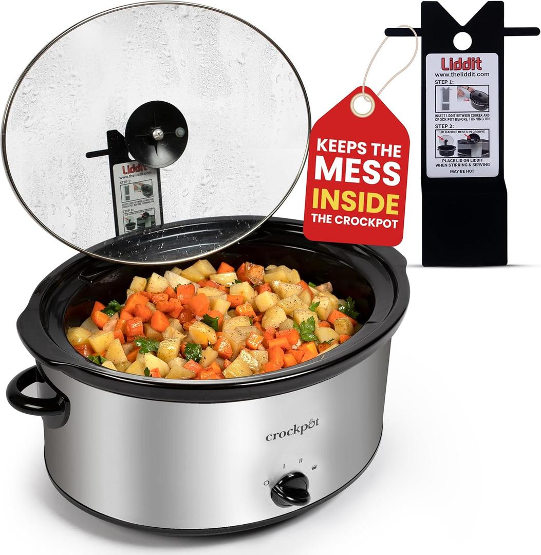 Liddit Crockpot Lid Holder, Lid Holder for Slow Cooker, Stainless Steel Crock Pot Accessories Holder, Heat Resistant Kitchen Organizer, Easy Cooking Solution - Black