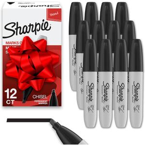 Sharpie Permanent Markers Chisel Tip Marker Set Poster Markers For Wood Plastic And More Black 12 Count