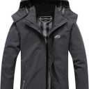 Women's Waterproof Raincoat Lightweight Rain Jacket Detachable Hood Travel Outdoor (Medium, Dark Grey)