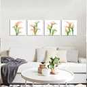 HJY Art Calla Lily Wall Art Flower Pictures Canvas Flowers Wall Decor Floral Plants Poster for Living Room Bedroom Bathroom Home Decorations Framed Artwork Ready to Hang (12''W x 12''H x 4) (Green and pink)