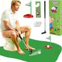 Golf Valentines Day Gifts - Toilet Golf Game Set - Toilet Golf Bathroom Game for Adults, White Elephant Gift for Brothers - Ideal Christmas or Birthday Golf Gifts for Men Women (Pure Green)