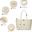 BOYATU Puffer Tote Bag for Women: Quilted Carryall with 15.6" Compartment - Lightweight Work Travel Everyday Shoulder Bag