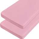 2 x Cot Sheets 31" x 75", 2 Pack Cot Size Sheet Fitted with Narrow Twin/Camp Bunk/Rvs Bunk/Guest Beds/Army Cots/Trifold Mattress, Super Soft Breathable Microfiber Bed Cover, Bottom Sheet, Pink