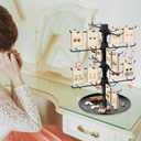 4-Tier Rotating Jewelry Display Stand with 80 Hooks, Earring Display for Vendors Large Capacity Jewelry Rack Keychain Display Necklace Bracelet Holder for Retail-Black