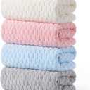 Peryiter 4 Pcs Microfiber Bath Towels 27.6'' x 55'' Large Colorful Sheet Set with Hang Loop Soft Absorbent Quick Dry Plush Fluffy Bathroom Towel for Adults Dorm Spa Gym(Pink, Blue, White, Gray)
