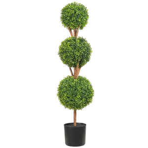 VEVOR Artificial Boxwood Topiary Tree, 48 inch Tall, Triple Ball-Shaped Faux Topiary Tree, Green Faux Plant with Replaceable Leaves & Pot for Decorative Indoor/Outdoor/Home/Office, Pack of 1