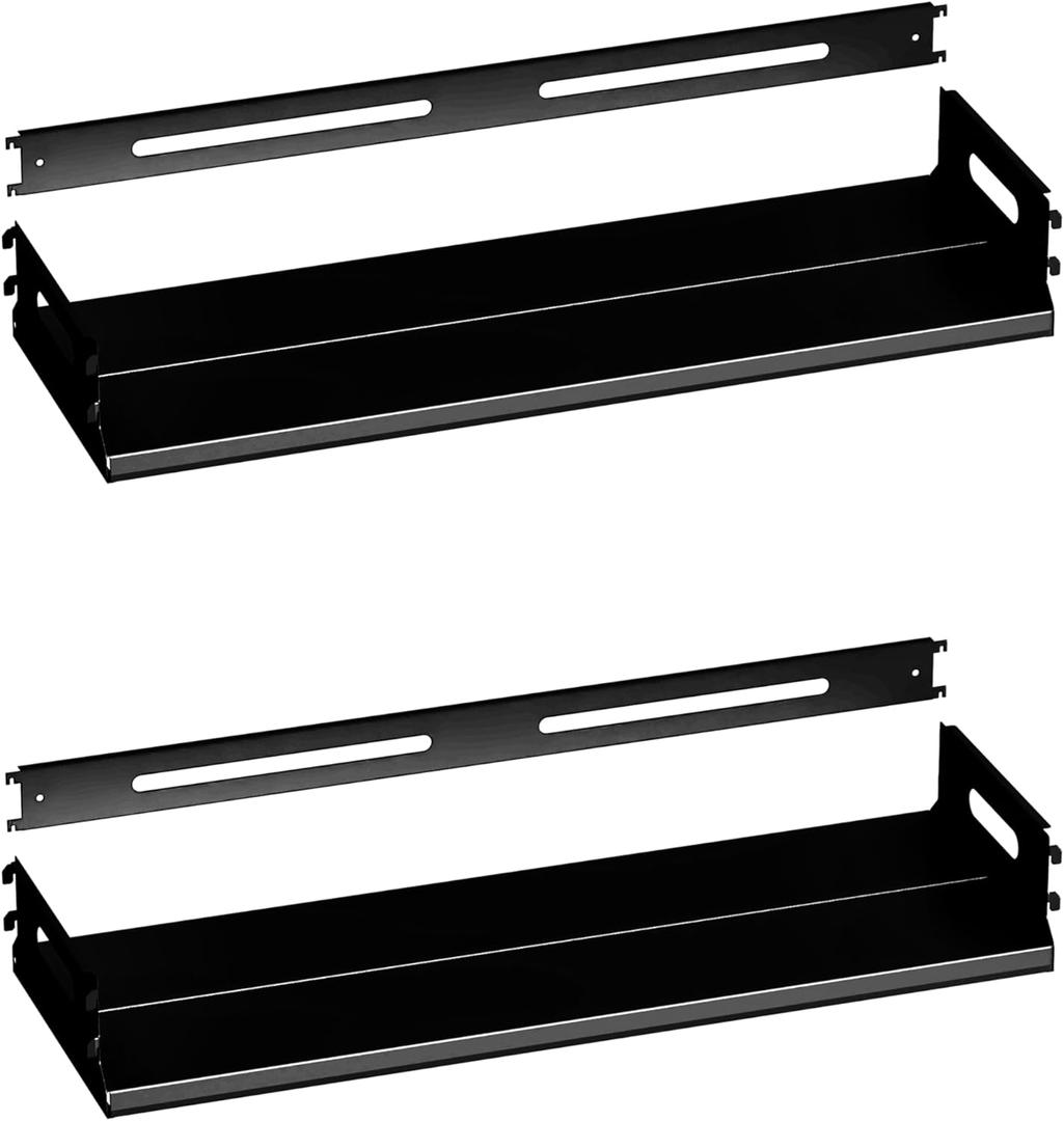 Adjustable Shelf Kit for Bookcases, 2-Set of Extra Adjustable Shelves, Replacement & Expansion Shelving for Metal Bookcase (Black-2)