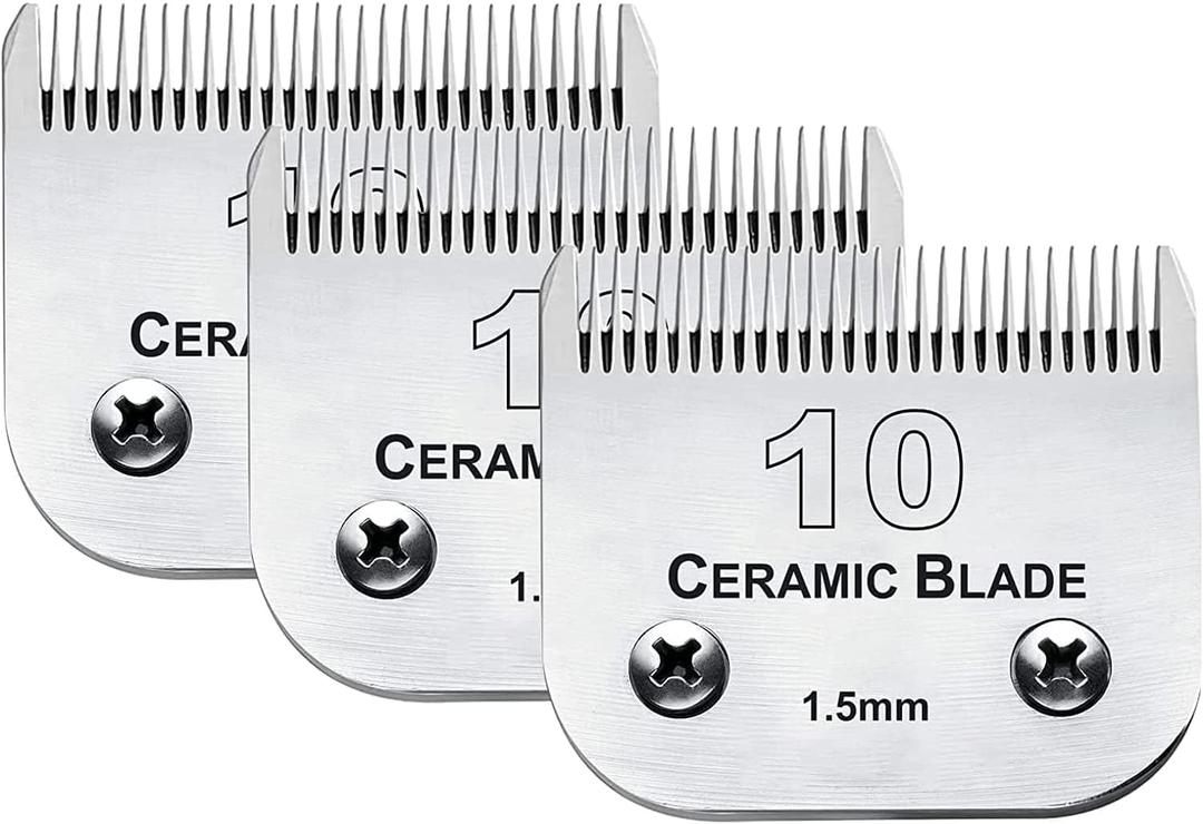 3 Pack 10 Blade Dog Grooming Blades Compatible with Andis Clippers/Oster A5/Wahl KM,Detachable Stainless Steel Blade,Size-10, 1/16-Inch Cut Length