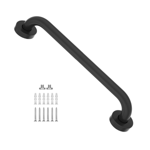 16 Inch Matte Black Shower Grab Bar1" Diameter, iMomwee Stainless Steel Elderly Safety Bars, Bathroom Shower Balance Bar, Wall Handrail Support, Handicap Senior Disabled Pregnant Assist Bath Handle