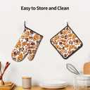Oven Mitt and Pot Holders Sets - Food Oven Gloves Hot Pads Set of 2 Bread Kitchen Mitts for Cooking BBQ Baking Grilling (Delicious Toast and Fruit)