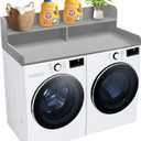 Royxen Laundry Countertop with 2-Tier Shelf Universal Fit, Washer and Dryer Countertop with Storage Space, Shelf Height 11.5 Inches, Solid Wood Core, Grey, 54 Inches Wide