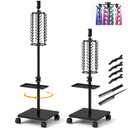 Braiding Hair Rack, 360° Hair Extension Rack with Phone Holder & Storage Tray, 120 Pegs Braiding Hair Holder, Adjustable Height from 45.5'' to 60'', Easy to Install