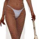 American Trends Women's Sheer Mesh Maternity Pearl Rhinestone Cover Up Dress Summer Sexy Coverups for Swimwear Bikini (Medium, White)